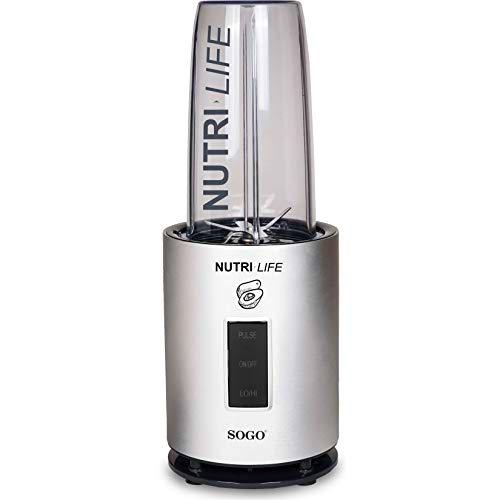 SOGO SS-5520 Nutri-Life Bullet Blender, 1200W, Kit Vasos Sin BPA