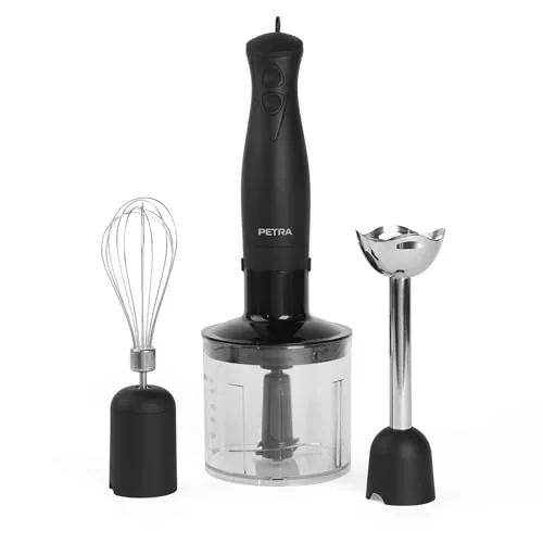 Petra PT2827BMBLKVDE Batidora 3 en 1 - accesorios sin BPA de Petra