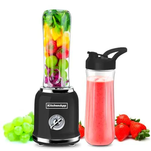 KitchenApp Licuadora retro para ir, batidor incluye dos botellas de KitchenApp