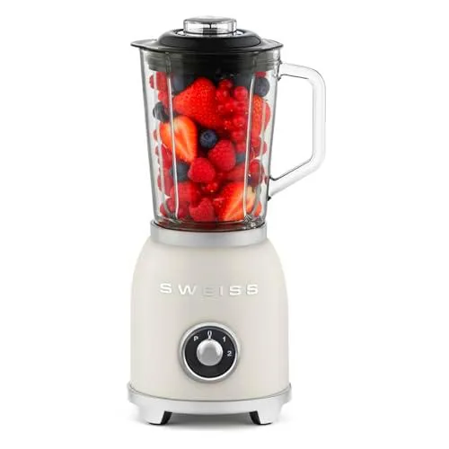 SWEISS Batidora de Vaso Vintage MXV8 - 1000 W, 2 Velocidades y Función Pulse de SWEISS
