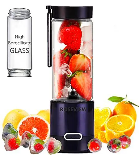 Batidoras de vidrio licuadora mezcladora mejor batido para batidos batidos individuales mini pequeños jugos de frutas portátiles jarra de vidrio licuadora trituradora de hielo de ROSEVIEW