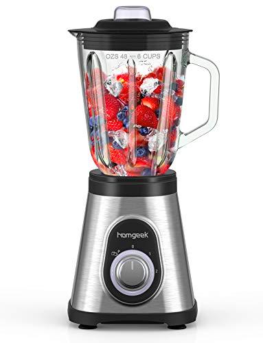 Batidora de Vaso, homgeek Licuadora Cristal 1.5L, Batidora Licuadora 700W