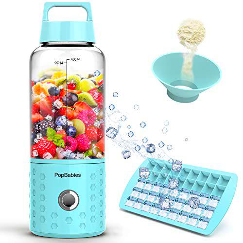 PopBabies - Licuadora portátil para batidos (USB recargable), color azul