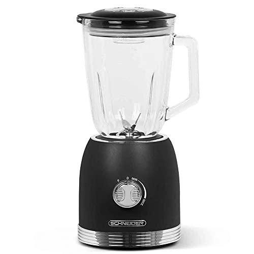 SCHNEIDER Batidora de Vaso Vintage de Cristal, 800 W