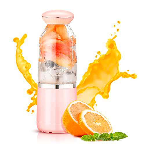 Batidora de Vaso Individuales, Mini Licuadora Portátil con 6 Cuchillas 500ML Juicer Smoothie Maker USB Recargable Batidoras de Vaso para Fruta