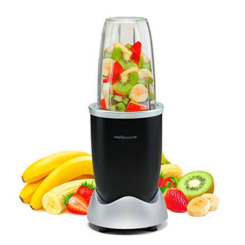 Mellerware - Batidora de vaso individual Smooth! 1000W | Extractor de nutrientes | Batidora batidos y Smoothies | Movimiento ciclónico | Incluye accesorios | Procesador de alimentos Negro
