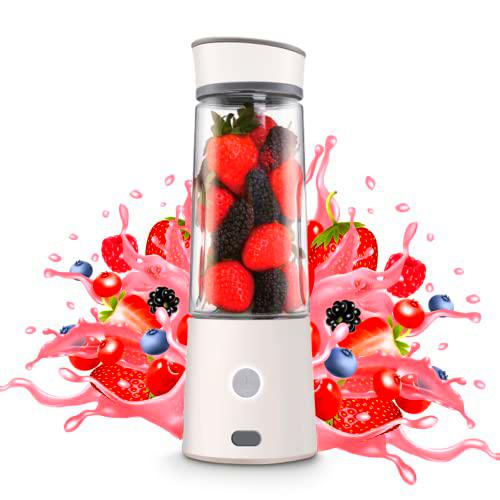 KoreClubCrush Batidora Portátil de 400 ml - Batidora de viaje recargable por USB para preparar batidos y smoothies | Licuadora manual portátil con batería de 5000mAh y cuchillas afiladas