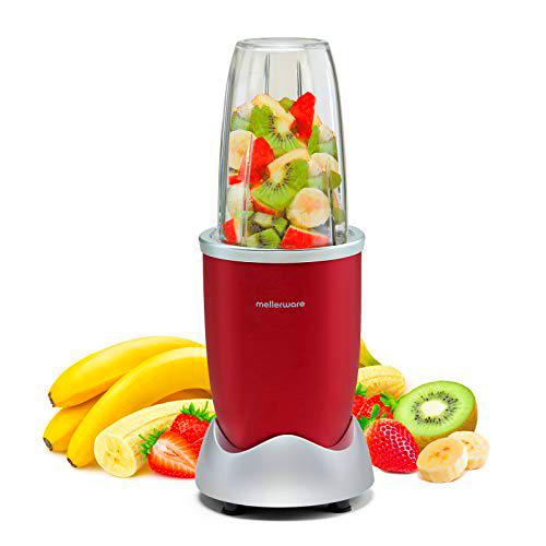 Mellerware - Batidora de vaso individual Smooth! | 1000W | Extractor de nutrientes | Batidora batidos y Smoothies | Movimiento ciclónico | Incluye accesorios | Procesador de alimentos Rojo