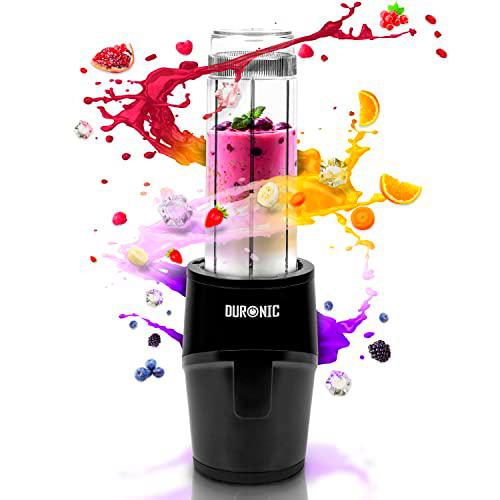 Duronic BL510 Mini batidora eléctrica personal | Mini Batidora con Botella de 570 ml de capacidad y Potencia de 500 W | Batidora eléctrica para gimnasio | Haz batidos y smoothies | Color Negro