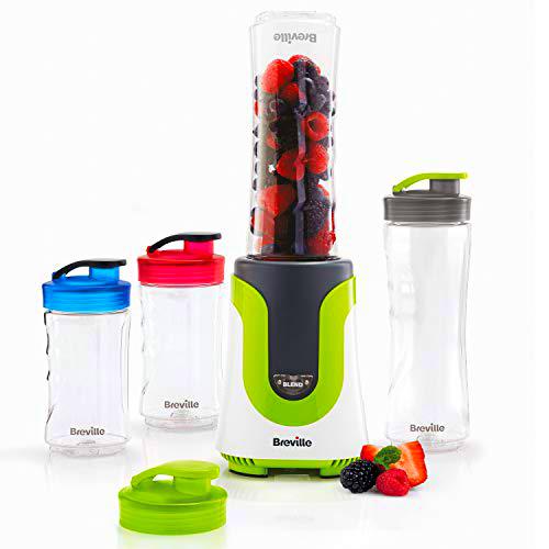 Breville Blend Active - Licuadora y batidora personal con 4 botellas mezcladoras portátiles (600 ml