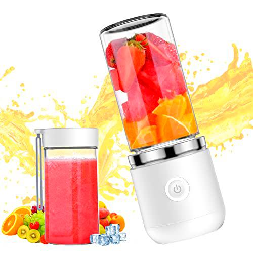 Licuadora Portátil 350ml, Batidora Portátil USB, Mini Licuadora Fruta con 4 Cuchillas para Hogar Oficina Viajes Exteriores