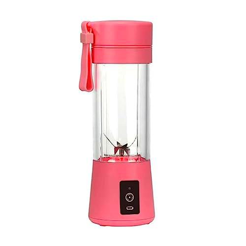 Batidora portátil recargable por USB, Licuadora personal eléctrica de 380 ml y de de mano portátil para batidos y zumos: (Pink)