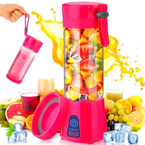 Batidora de Vaso Individuales Achort 400ML Mini Licuadora Portátil con 6 Cuchillas con tapa de taza Juicer Smoothie Maker USB Recargable Batidoras de Vaso para Fruta