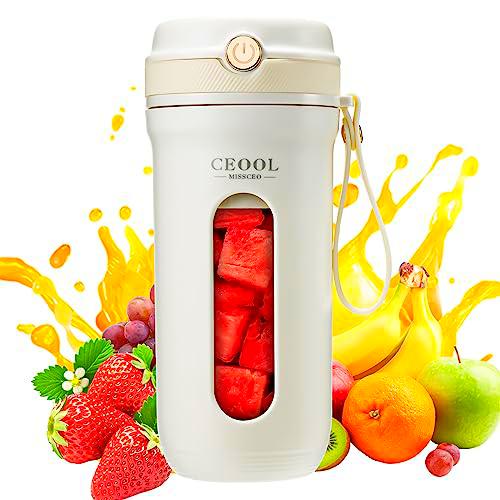 Auniq Licuadora Portátil de 350 ml, Batidoras De Individuales Con 10 Cuchillas USB Mini Batidora Smoothies Portátil Batería 3000mAh Mini licuadora de viaje Batidora personal para viajes, gimnasio