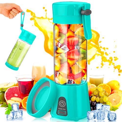 Batidora de Vaso Individuales Achort 400ML Mini Licuadora Portátil con 6 Cuchillas con tapa de taza Juicer Smoothie Maker USB Recargable Batidoras de Vaso para Fruta
