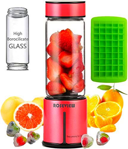Batidora portátil de batidos botella de vidrio Mini recargable de mano trituración de hielo batidos taza exprimidor USB inalámbrico batidos personales mezclador de frutas jugo deporte viaje saludable