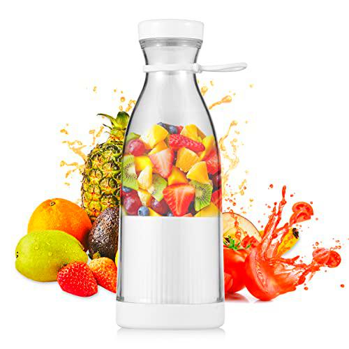 Irfora Mini Batidora Eléctrica Portátil 300ml Exprimidor Vaso 6N para Batido de Leche Jugo de Batido de Bebés Batería Recargable Incorporada para Viajes