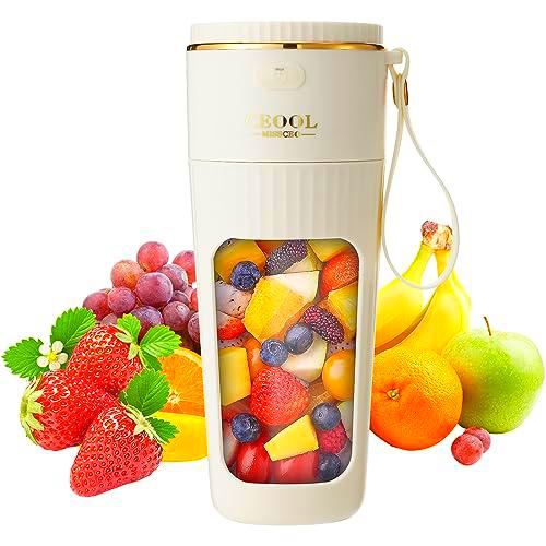 Auniq Licuadora Portátil de 340 ml, Batidoras De Individuales Con 10 Cuchillas USB Mini Batidora Smoothies Portátil Batería 3000mAh Mini licuadora de viaje Batidora personal para viajes, gimnasio