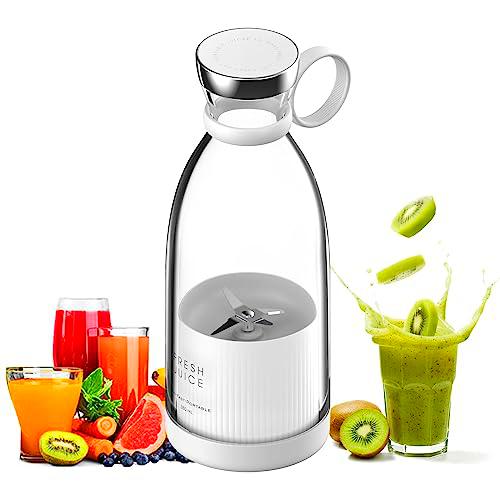 Batidora portátil Fresh Juice - 350 ml 1400 mAh - Batidora para zumo fresco recargable USB con 4 cuchillas y cepillo batidora personal para frutas y verduras para casa