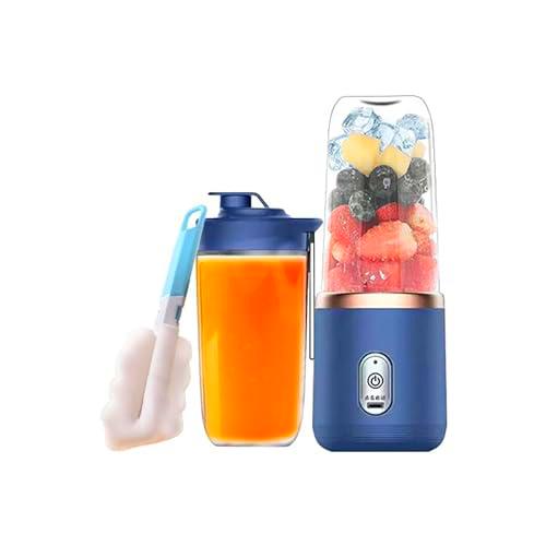 Batidora Portátil con 6 Cuchillas Batidora de Vaso Portatil Batidora Bebe Batidora Smoothie Licuadora Portatil Vaso Batidora Portatil 500gr ABS+Acero Inoxidable USB Viajes Oficina Gimnasio(AZUL)