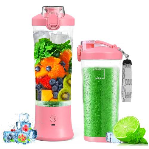 Dreamhigh® Batidora de Vaso Portatil, 600ml Licuadora Portátil con 6 Cuchillas