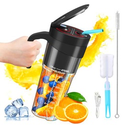 Batidora de Vaso Portatil 470 Mini Batidora con Escala Volumétrica 2 in 1 Recargable Batidora Smoothies con 6 Cuchillas de Acero Inoxidable para Batidos y Jugos