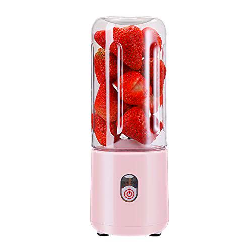 Batidora portátil, mini batidora para batidos y smoothie maker to go USB recargable de 380 ml con cuchillas de acero inoxidable y potente motor para zumo