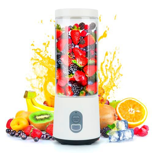 Fivtsme Batidora Portatil,450ml,Licuadora Portátil,Batidora Portatil Batidos,Fresh Juice Batidora Portatil,Mini Licuadora Recargable con 2 Cuchillas de Acero Inoxidable para Viajes,Cocina y Camping