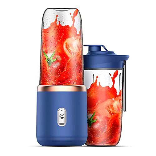 Irishom Mini batidora de 40 W Batidora de zumo portátil Mini Batidora Rápida de Tamaño Personal Recargable USB Doble Vaso Rosa