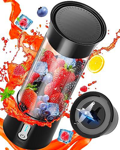 Licuadora portátil, licuadora de viaje de gran capacidad de 500 ml en el interior contiene 6 cuchillas de acero inoxidable y carga USB