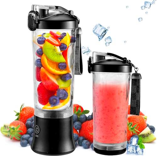 zootop Batidora Portátil Licuadora Personal Para Batidos y Batidos Vaso Exprimidor de Batidos Impermeable Vaso de Jugo Multifunción de 600 ml Recargable con Cepillo de Paja Para Oficina al Aire Libre