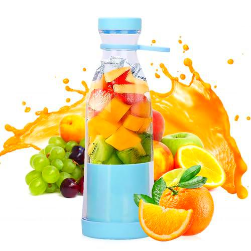 mizikuu Licuadora portátil, 350ML Batidora de Vaso Mini Exprimidor Smoothie USB Recargable Smoothies personal 6 Cuchillas para Frutas