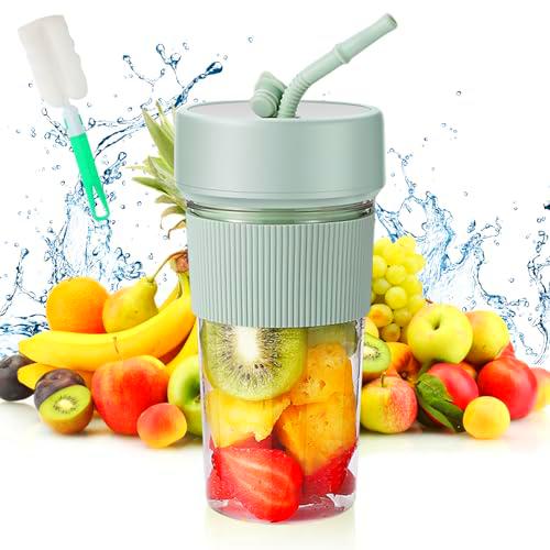 Licuadora Portátil,350 ML USB Mini Batidora Smoothies Con Cepillo De Limpieza,Botella Batidora Portatil,Mini licuadora,Recargable Batidora Smoothie Para Fitness,Viajes,Camping