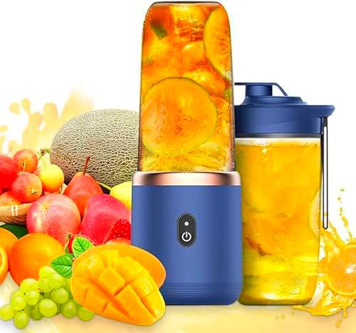 DAJASD Mini Batidora de Vaso Portatil 400 ml Licuadora Recargable por USB para Smoothies Con 6 Cuchillas