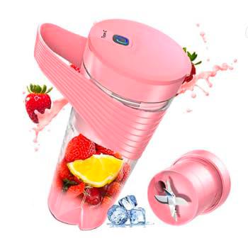 Mini licuadora, batidora portátil, cargador USB, con 4 cuchillas de acero inoxidable y un cuenco de 460 ml para viajes