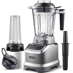 AMZCHEF 2000W Batidora de Vaso 2-EN-1 | ①Batidora de Vaso Profesional de 1,85 litros con 6 cuchillas | ②Batidora de Vaso Individual 600ml BPA de 1,85L y 600ml para 2 Modos de Mezcla