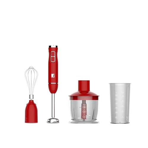 BERGNER MAROON | Batidora de Mano 1000W | 2 Velocidades | Eje Desmontable de Acero Inoxidable | Picadora 600ml | Varilla Batidora &amp; Vaso Medidor 600ml | Cúpula Antisalpicaduras | Alto Rendimiento