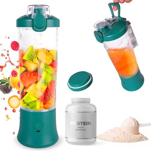 FRZA Batidora Portátil Recargable, 600 ml, Batería 4000 mAh, Verde