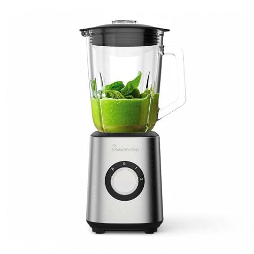 MasterPRO FOODIES, Batidora de Vaso de 1000 W, Recipiente de Vidrio de 1.5 L