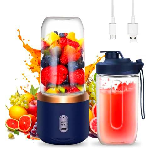 yotutun Batidora Portátil, Mini Licuadora de 400ml Recargable USB Batidora Smoothie con 6 Cuchillas Smoothie Maker para Zumos Batidos Mini Batidora Portatil para Viajes