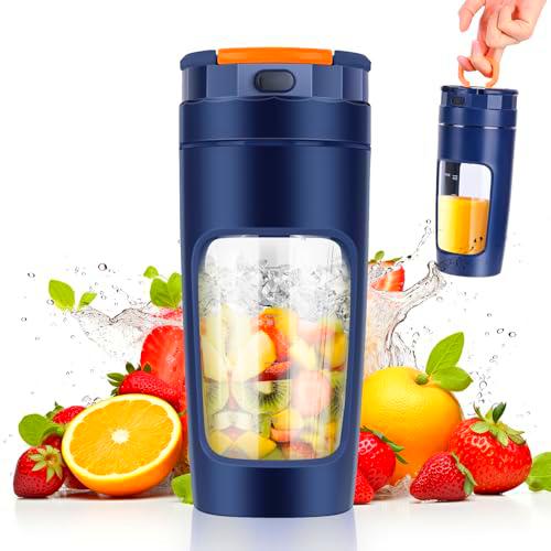600 ML Batidora portátil, Mini Licuadora, Minibatidora con Cuchilla de Acero Inoxidable de 4 Puntas