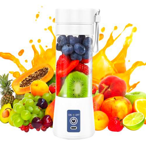 Batidora portátil para batidos y batidos, 380 ml, mini batidora con 6 cuchillas de acero inoxidable