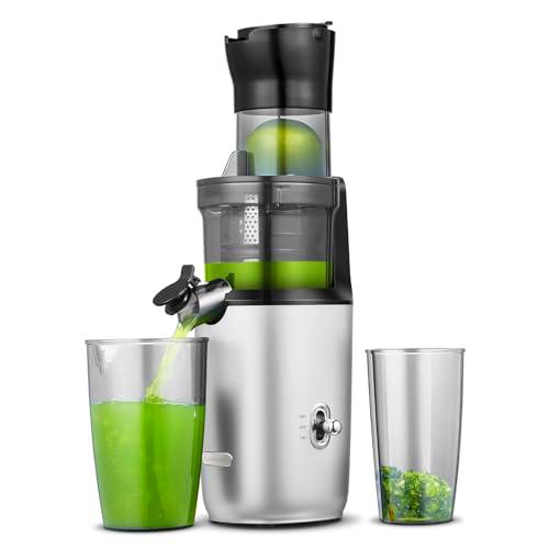 AMZCHEF Licuadora Para Verduras y Frutas Enteras - 200W Extractor De Zumos y Verdura