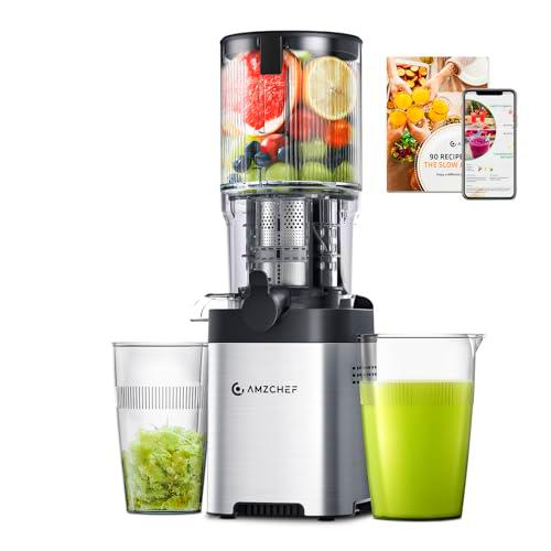 AMZCHEF Extractor De Zumos Y Verduras, Licuadora De 126 MM Para Frutas Y Verduras Enteras