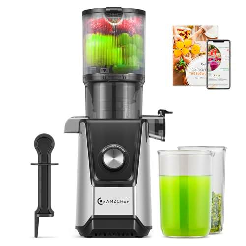 AMZCHEF 200W Licuadora prensado en frio - Licuadora de chunte de 108MM para verduras y frutas entera