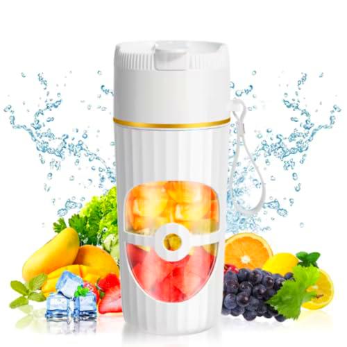 Batidora portátil inalámbrica Smoothie Maker To Go eléctrica mini exprimidor de 450 ml con conector USB-C recargable Blender Glas+PP 6 cuchillas afiladas de acero inoxidable batidora de pie para