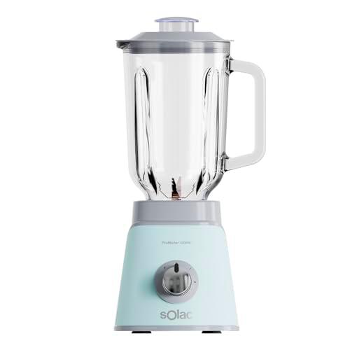 Solac - Batidora Vaso Pro Mixter 1000 | 1000W | 1,5L | 2 Velocidades + Turbo | Cuchillas 4 filos extraíbles | Pica hielo | Seguridad | Apta lavavajillas | Accesorios incluidos | Azul