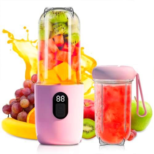 Mini Licuadora Portatil, 500 ml Mini Batidora Portatil con Pantalla Led