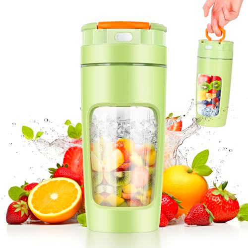 600 ML Batidora portátil, Mini Licuadora, Minibatidora con Cuchilla de Acero Inoxidable de 4 Puntas