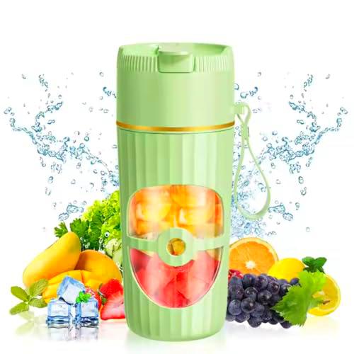 Batidora portátil inalámbrica Smoothie Maker To Go eléctrica mini exprimidor de 450 ml con conector USB-C recargable Blender Glas+PP 6 cuchillas afiladas de acero inoxidable batidora de pie para